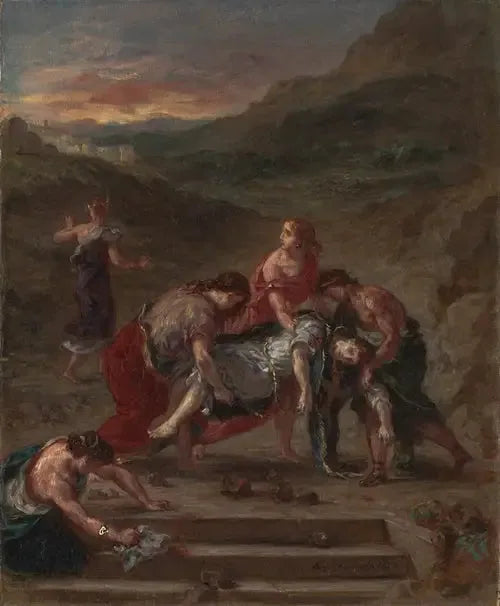 Saint Etienne, oppilaidensa viemänä - Eugène Delacroix