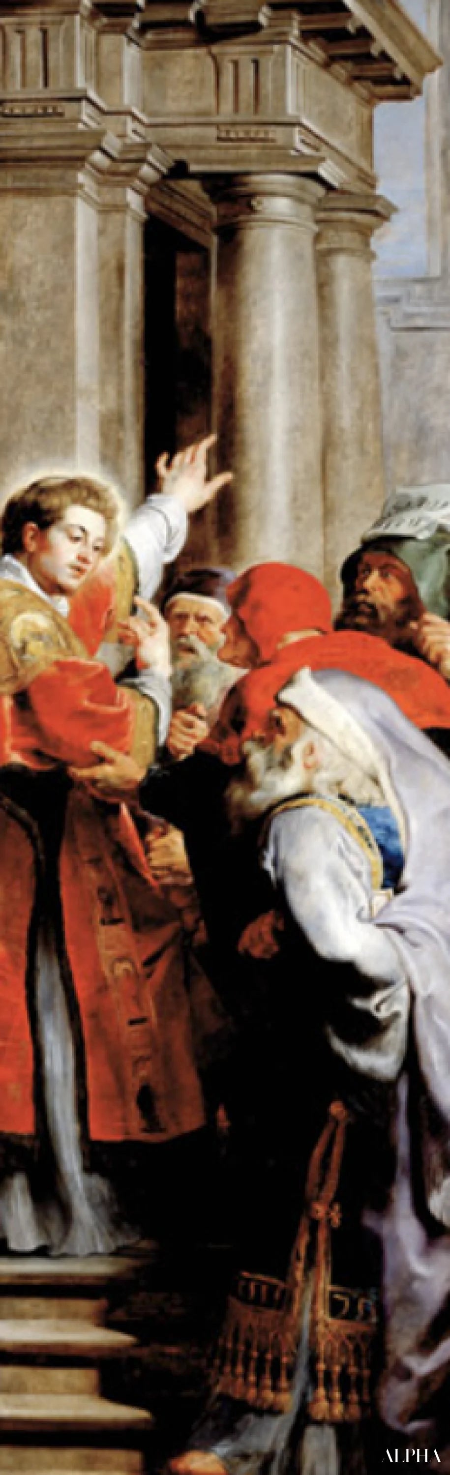 Pyhä Étienne saarnaamassa, Saint Étienne -triptyykistä - Peter Paul Rubens - Taulujen ja korkealaatuisten maalauksien reproduktiot
