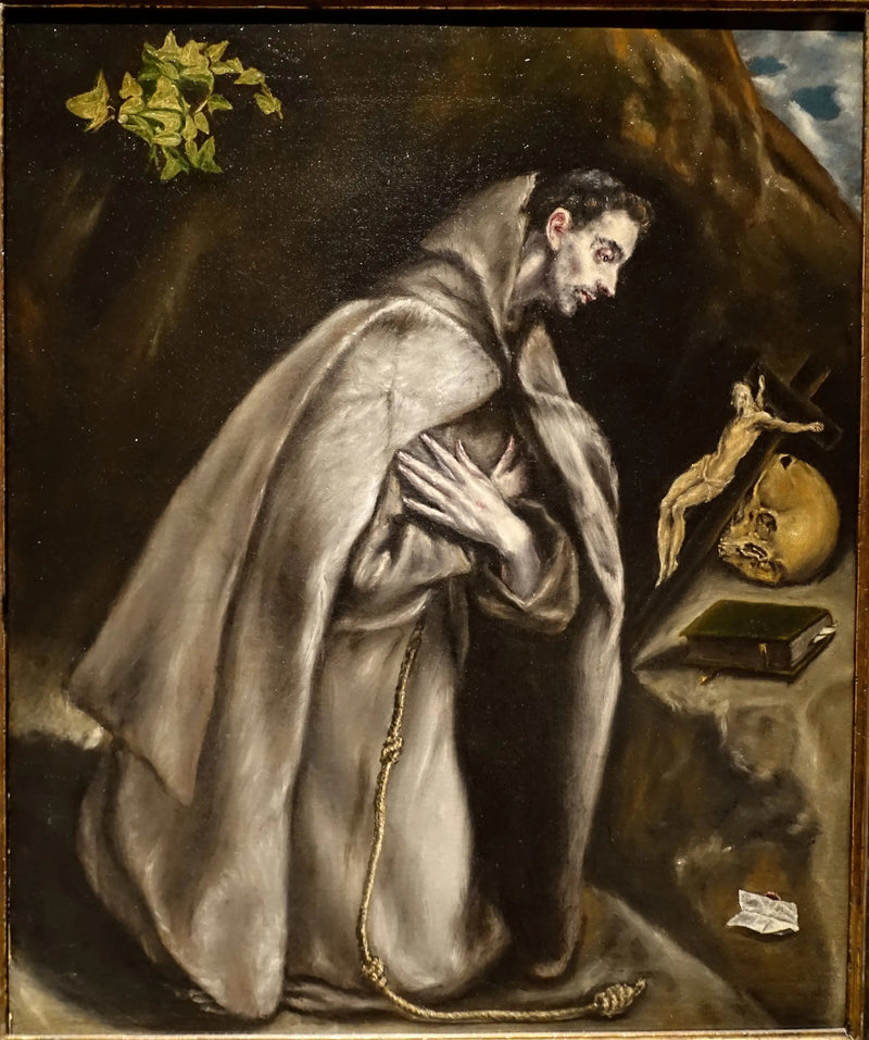 Pyhä Fransiska kyyristyneenä mietiskelyssä - El Greco