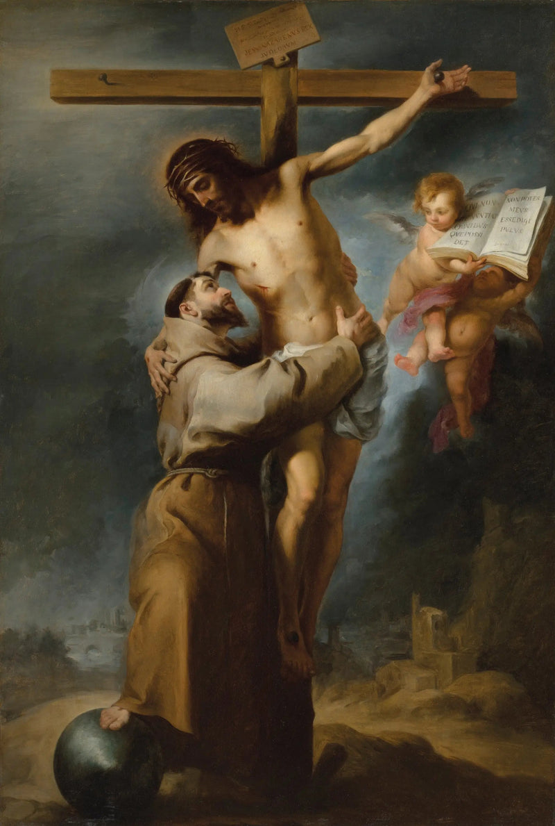 Pyhä Fransisko Assisilainen suutelee ristiinnaulittua Kristusta - Bartolomé Esteban Murillo