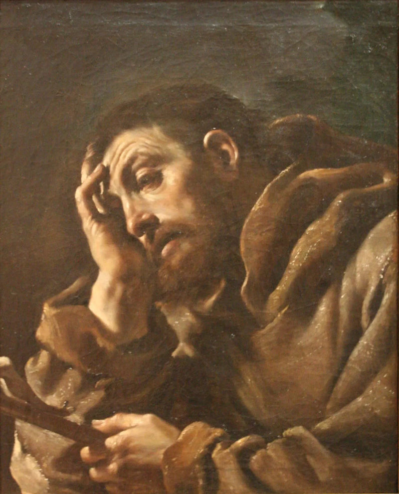 Pyhä Fransiska Assisilainen mietiskelyssä - Guercino