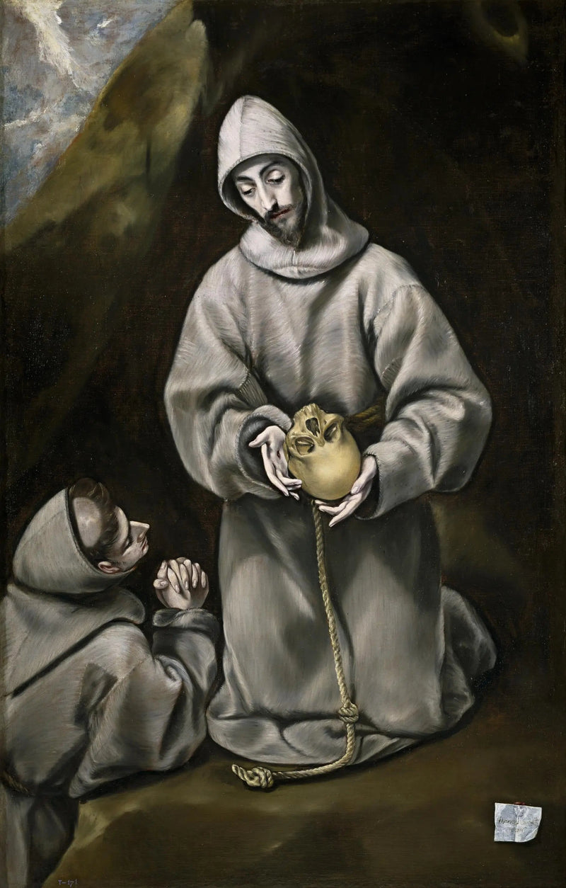 Pyhä Fransisko Assisilainen ja veli Leo kuoleman mietiskelemässä - El Greco