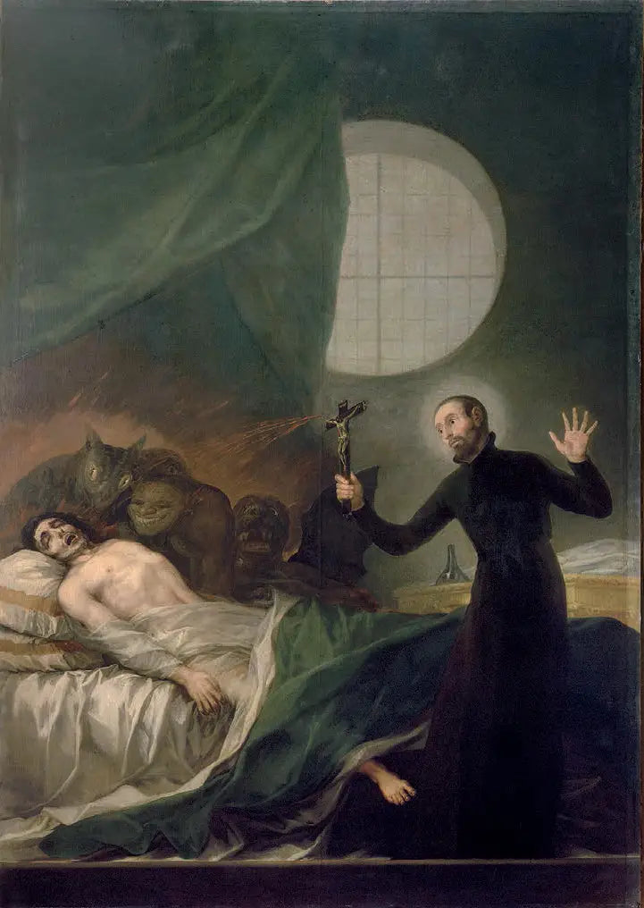 Pyhä Fransiscus Borgia ja katuva kuoleva - Francisco de Goya