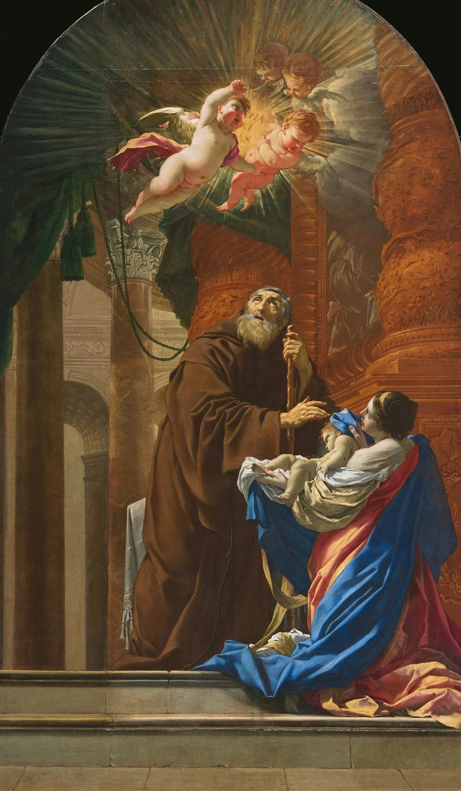 Saint François de Paule herättämä sisarensa pojan - Simon Vouet