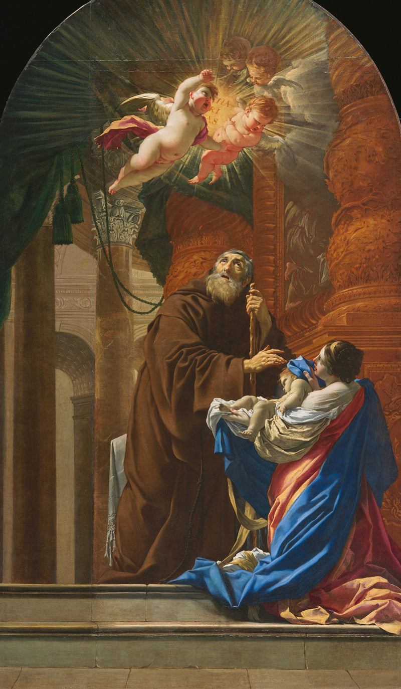Saint François de Paule herättämä sisarensa pojan - Simon Vouet