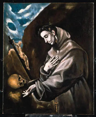 Pyhä Fransiska seisoo meditaatiossa - El Greco