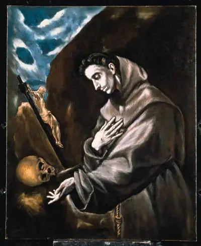 Pyhä Fransiska seisoo meditaatiossa - El Greco