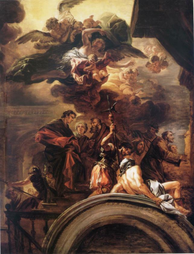 Pyhä Franciscus paavi edessä. - Francesco Solimena