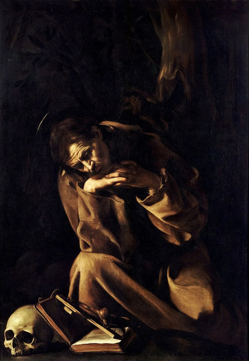 Pyhä Franciscus mietiskelee ristiinnaulitsemisen äärellä - Caravaggio