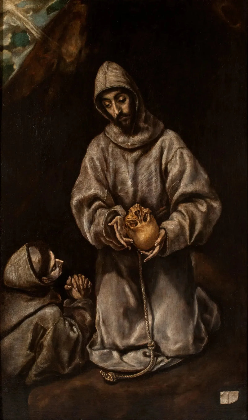Pyhä Fransiska ja veli Leo mietiskelemässä kuolemaa - El Greco