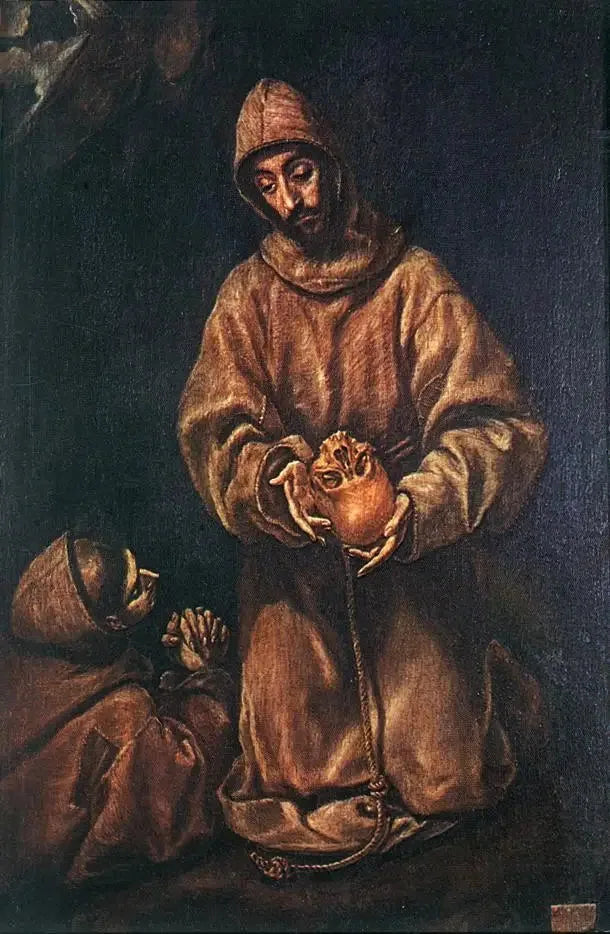 Pyhä Fransiska ja veli Leo mietiskelemässä kuolemaa - El Greco