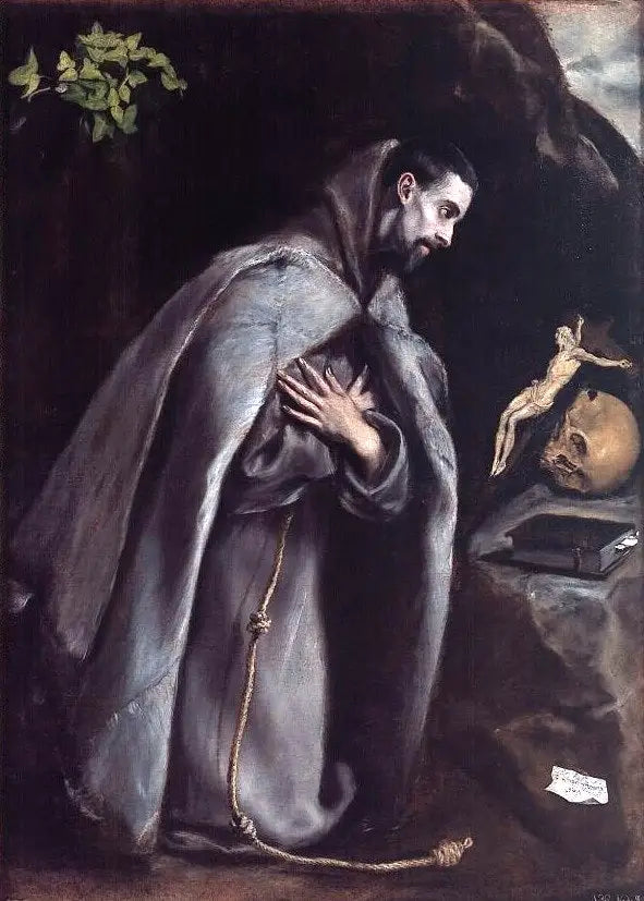 Pyhä Fransisko rukoilemassa polvillaan - El Greco