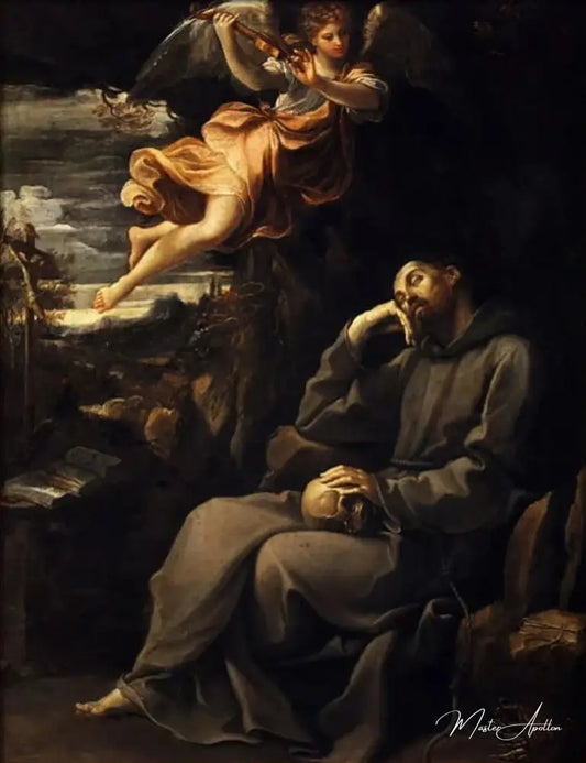 Saint François mort avec un ange musicien - Guido Reni Reproductions de tableaux à la peinture à l’huile