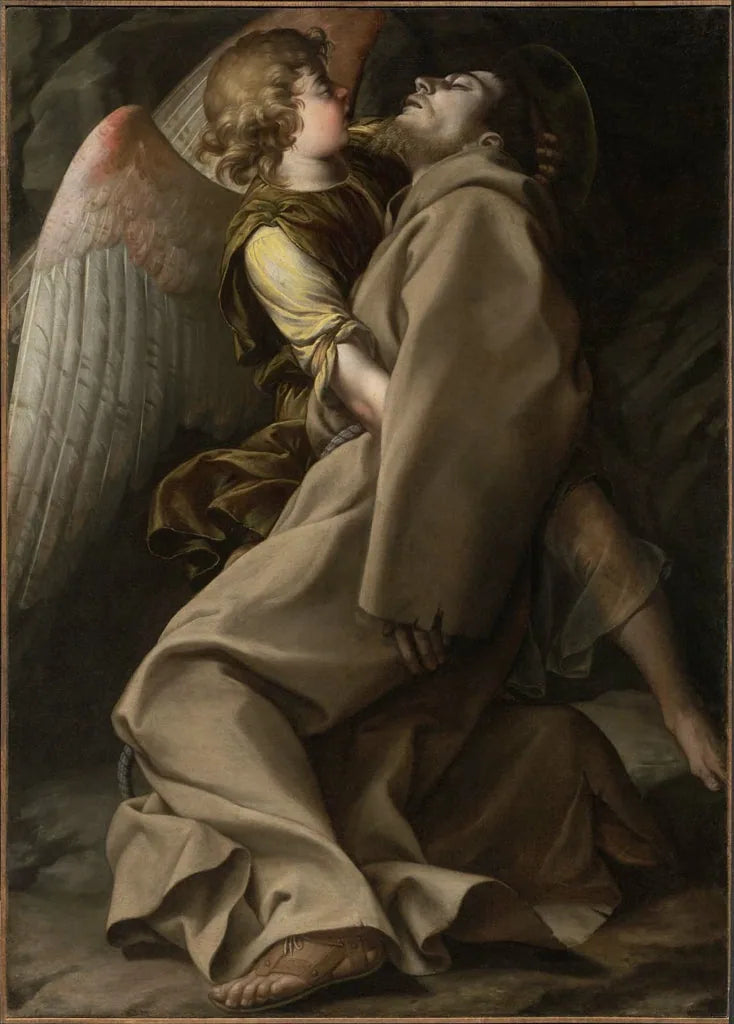 Pyhä Fransisko enkelin tukemana - Orazio Gentileschi
