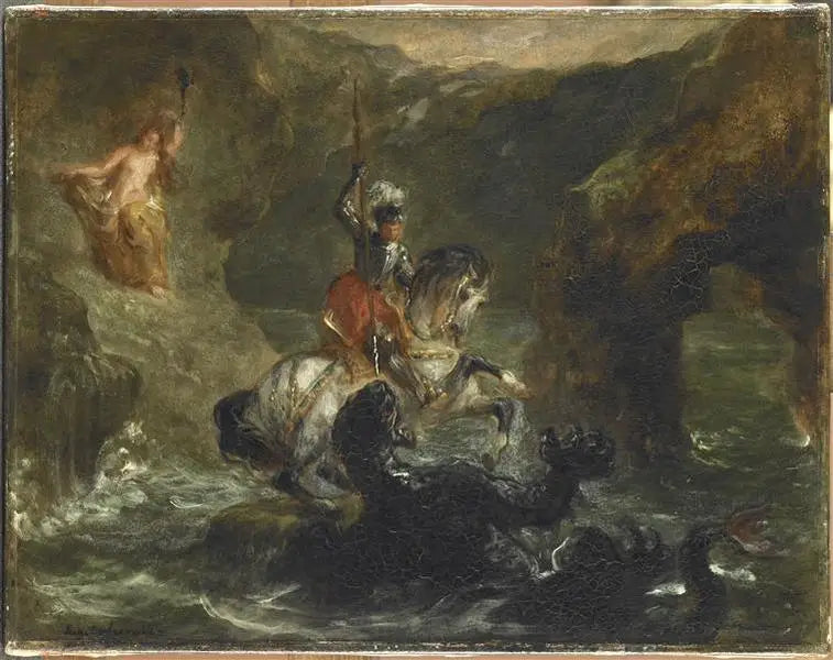Pyhä Yrjö taistelee lohikäärmettä vastaan - Eugène Delacroix