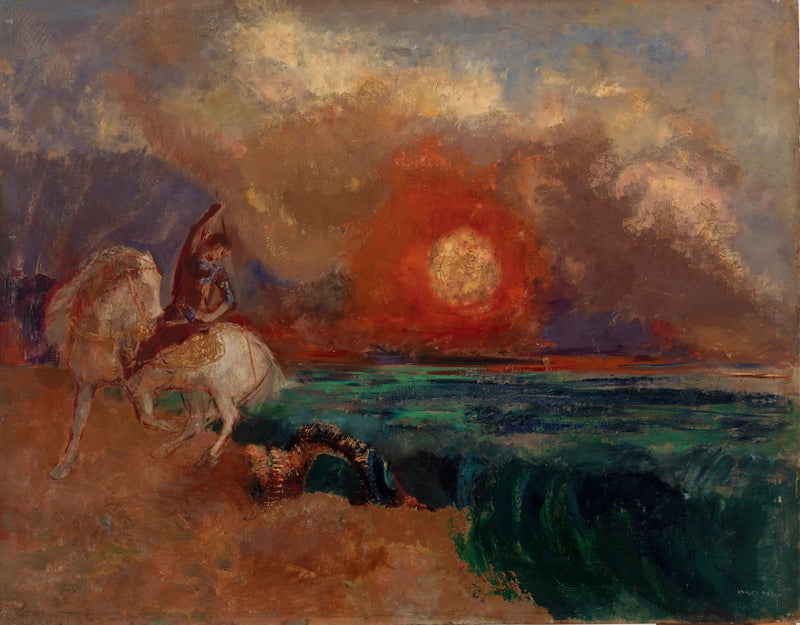 Pyhä Yrjö ja lohikäärme (Pyhä Yrjö ja lohikäärme) - Odilon Redon