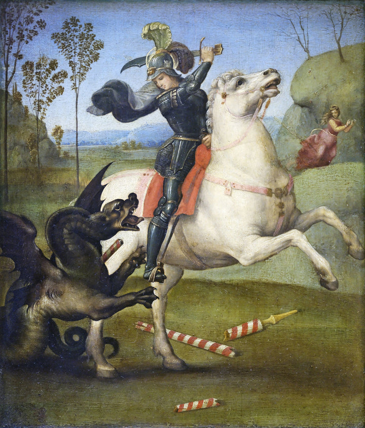 Pyhä Yrjö paini lohikäärmeen kanssa, noin 1503-1505 - Raphaël