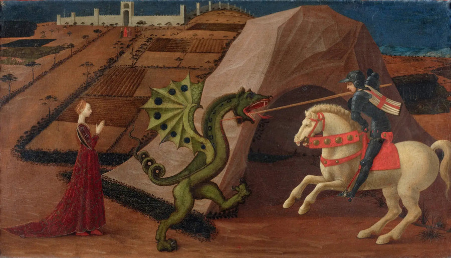 Pyhän Yrjön taistelu lohikäärmettä vastaan - Paolo Uccello