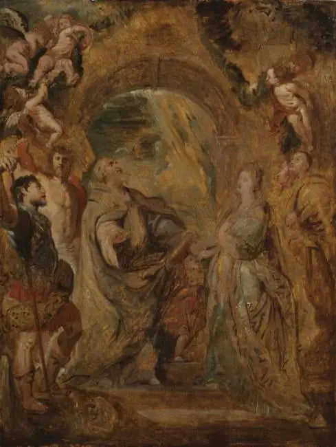 Pyhä Gregorius Suuri pyhien Maurin ja Papien kanssa, sekä pyhä Domitilla pyhien Nereuksen ja Achilleen kanssa - Peter Paul Rubens
