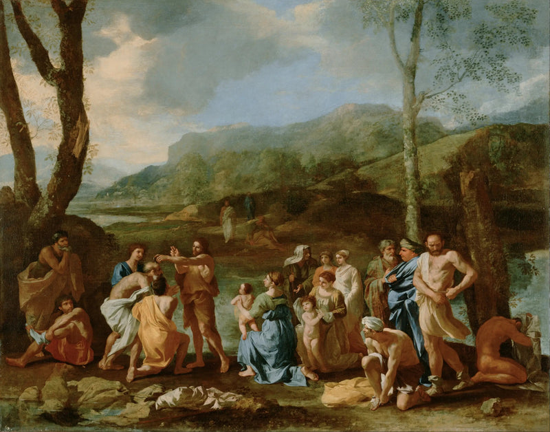 Pyhän Johannes Kastaja Jordanissa - Nicolas Poussin