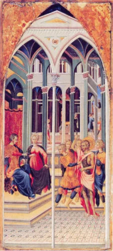Pyhän Johannes Kastajan syyttäminen Herodea - Giovanni di Paolo