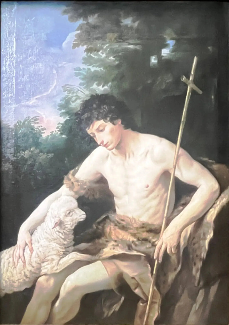 Pyhä Johannes Kastaja silittää virheetöntä karitsaa - Guido Reni