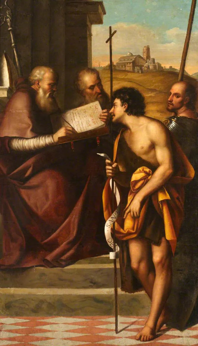 Pyhä Johannes Kastaja, Pyhä Johannes Krysostomos, Pyhä Johannes Evankelista ja Pyhä Teodorus - Sebastiano del Piombo