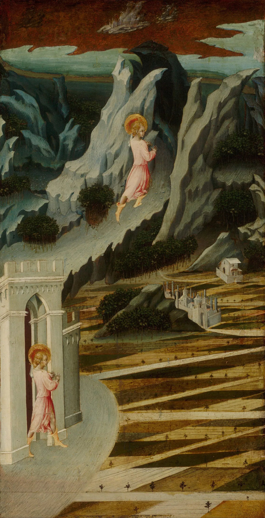 Pyhä Johannes Kastepappi astuu autiomaahan - Giovanni di Paolo