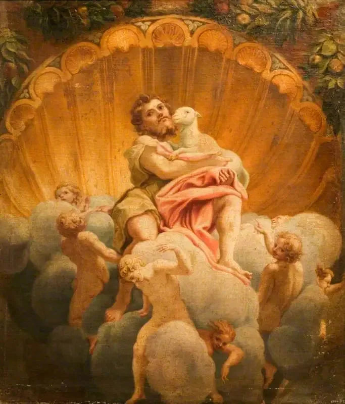 Pyhä Johannes ja Karitsa (kopio Parmen katedraalin kupolin freskosta) - Antonio da Correggio