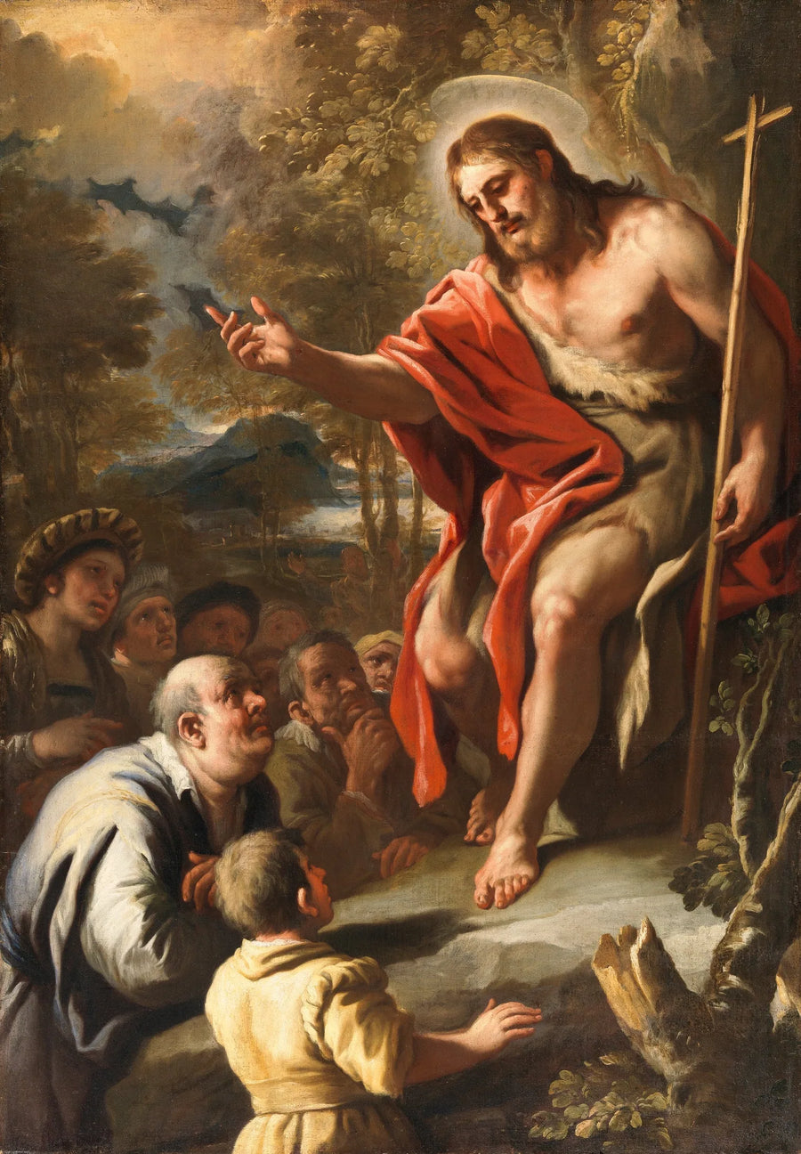 Pyhä Johannes saarnaamassa erämaassa - Luca Giordano