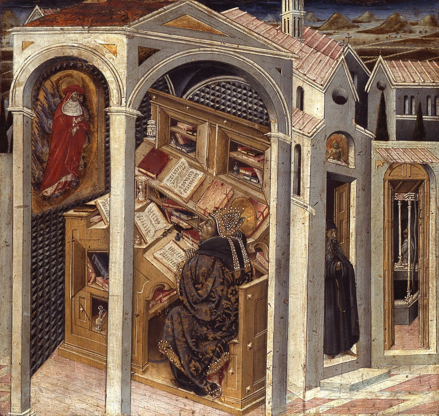 Pyhä Jérôme ilmestyy pyhälle Augustinukselle.jpg - Giovanni di Paolo