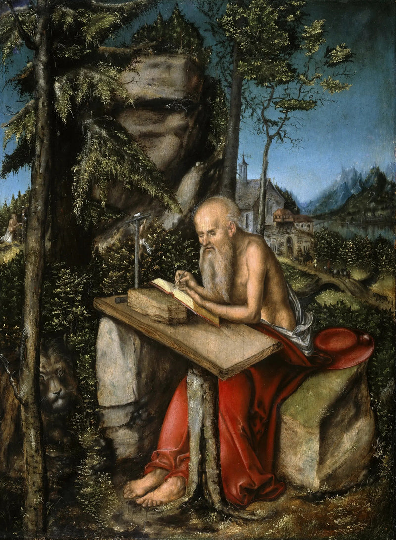 Pyhä Jérôme kallioisessa maisemassa - Lucas Cranach vanhempi