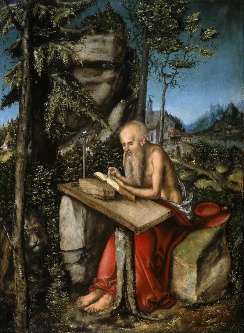 Pyhä Jérôme kallioisessa maisemassa - Lucas Cranach vanhempi