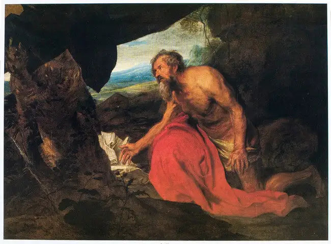 Pyhä Jérôme erakossa maisemassa, lukemassa - Antoine van Dyck