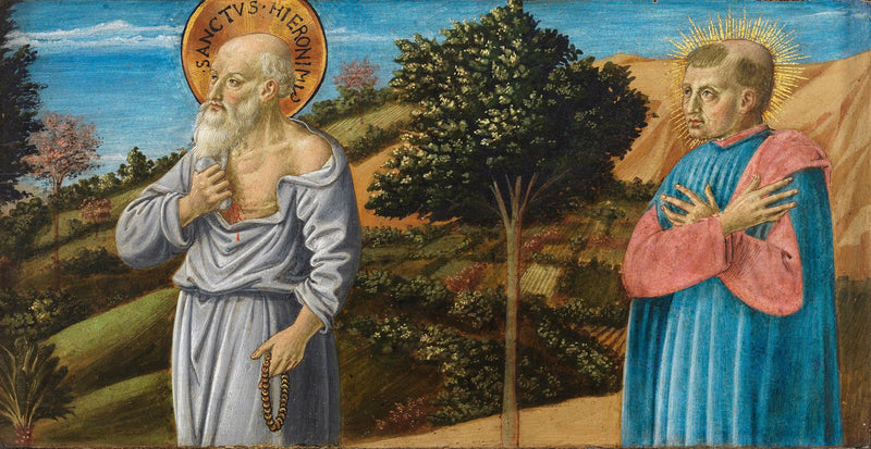 Pyhä Jérôme ja pyhimys Bartolo Buompedoni San Giminianosta - Benozzo Gozzoli