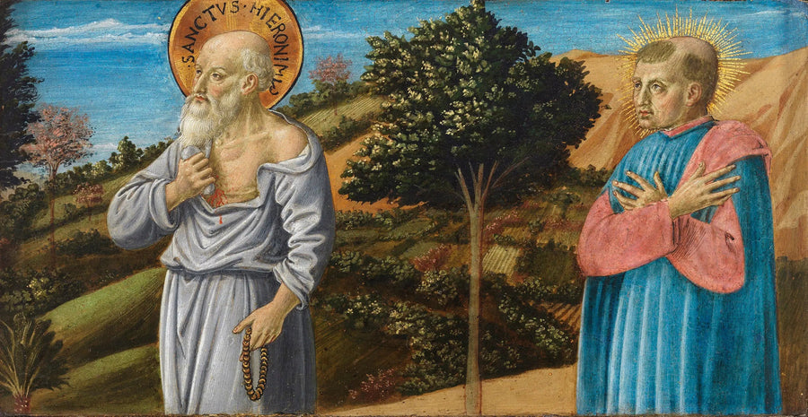 Pyhä Jérôme ja pyhimys Bartolo Buompedoni San Giminianosta - Benozzo Gozzoli