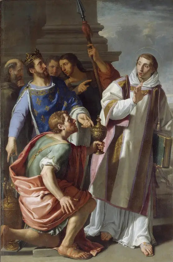 Pyhä Leonard hylkää nykyiset kuningas Clovis'n edessä - Philippe de Champaigne