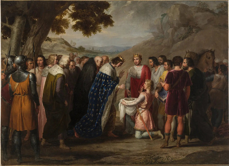 Saint-Louis vastaanottaa pyhän kruunun Baudouin II:lta - Rafael Tejeo