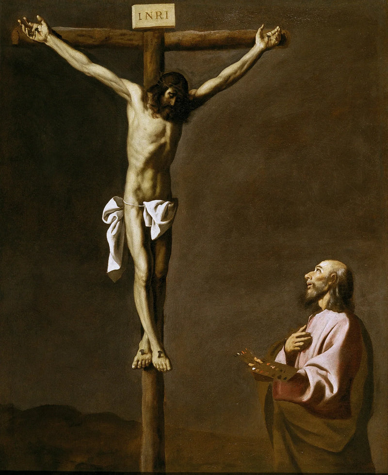 Saint Luc en peintre, devant le Christ en croix - Francisco de Zurbarán