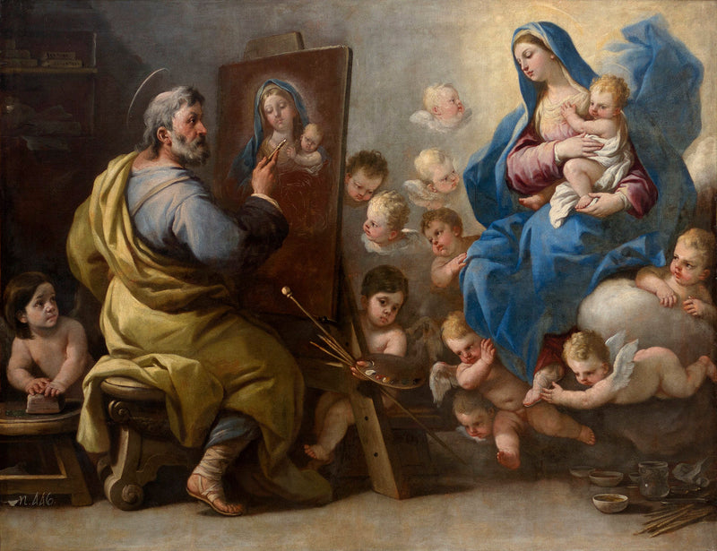 Pyhä Lucus maalaten Neitsytä - Luca Giordano