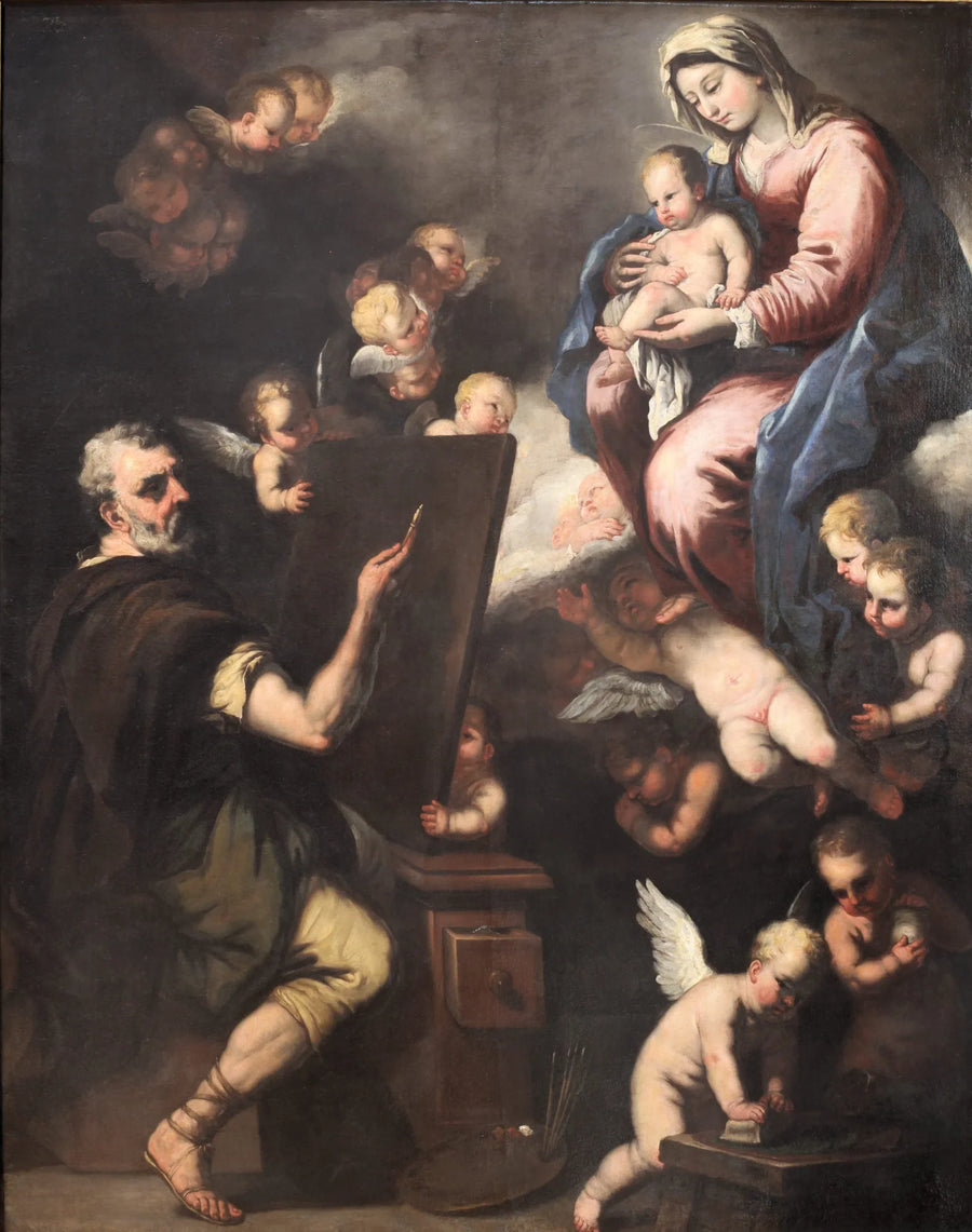 Pyhä Lucus maalaten Neitsytä - Luca Giordano