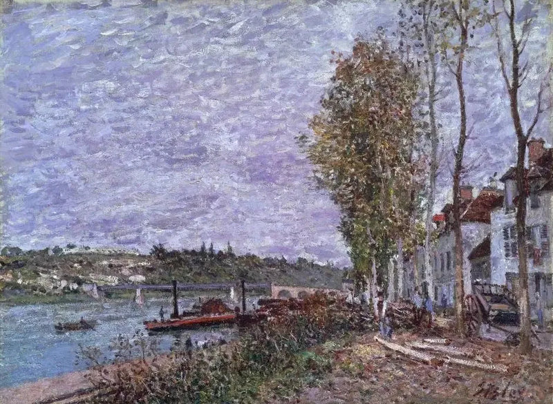 Saint-Mammès, harmaa sää - Alfred Sisley