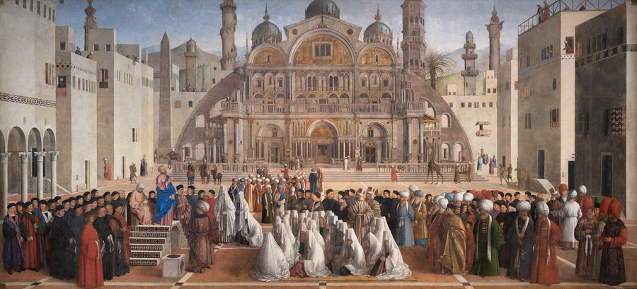 Pyhä Markuksen saarnaaminen Aleksandriassa - Giovanni Bellini