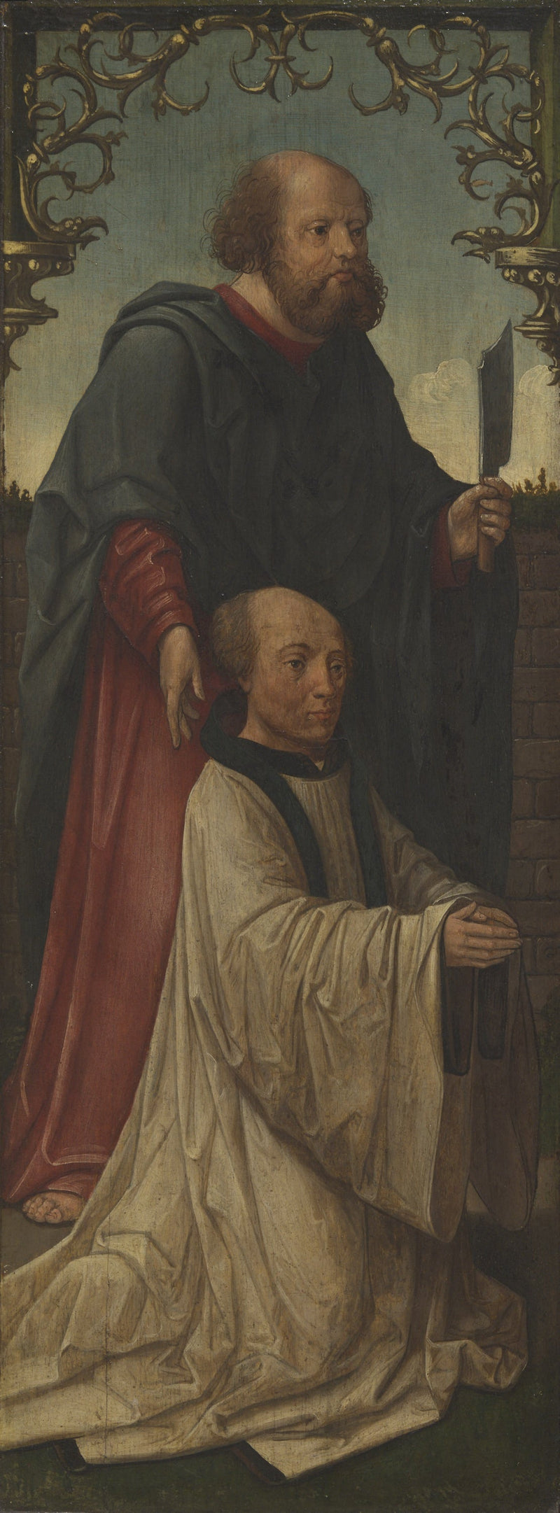 Pyhä Mathias (?) ja lahjoittaja; Pyhä Andrei (takana) - Jacob Cornelisz van Oostsanen