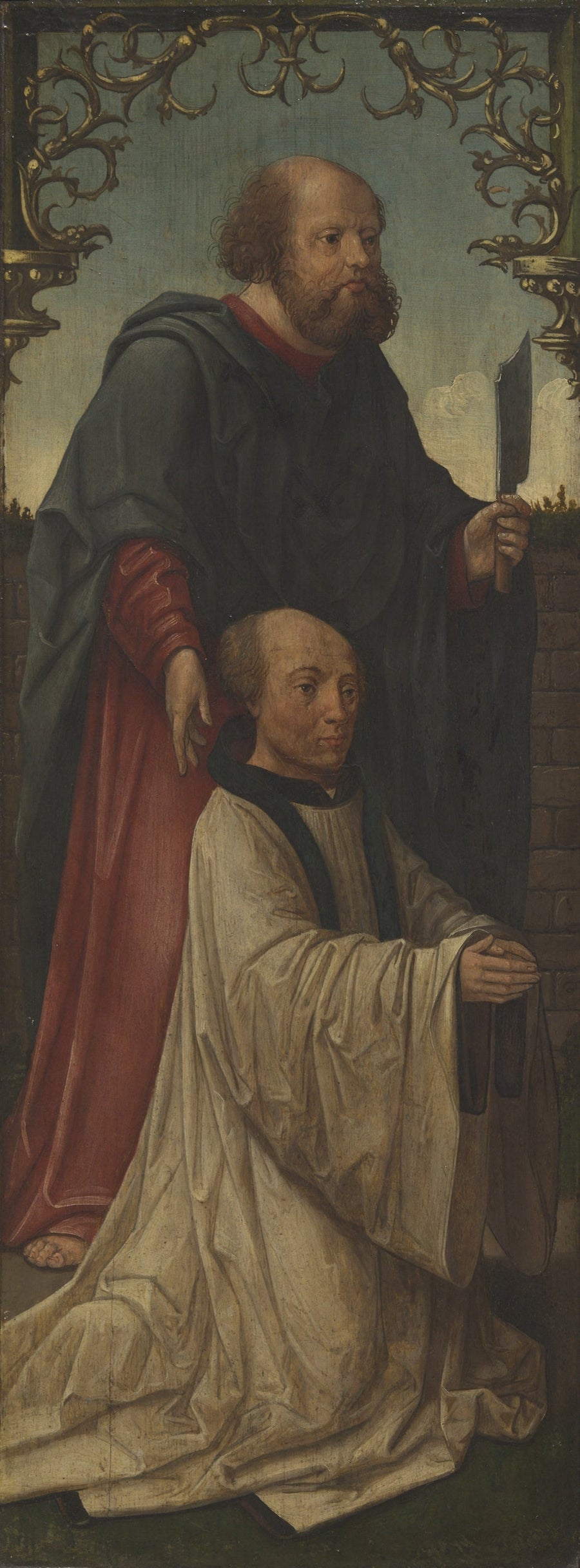 Pyhä Mathias (?) ja lahjoittaja; Pyhä Andrei (takana) - Jacob Cornelisz van Oostsanen