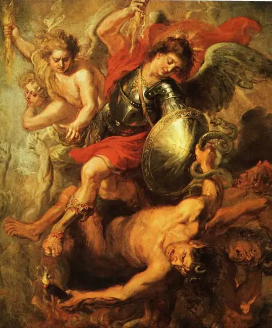 Pyhä Mikael kukistamassa kapinallisia enkeleitä - Peter Paul Rubens