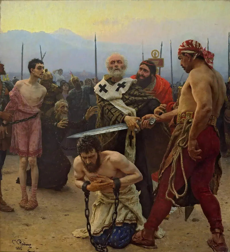 Pyhä Nikolaus pysäyttämässä hirttäjää - Ilya Repin