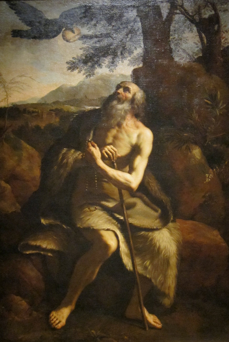 Pyhä Paavali erakko, jonka ravitsee varis - Guercino