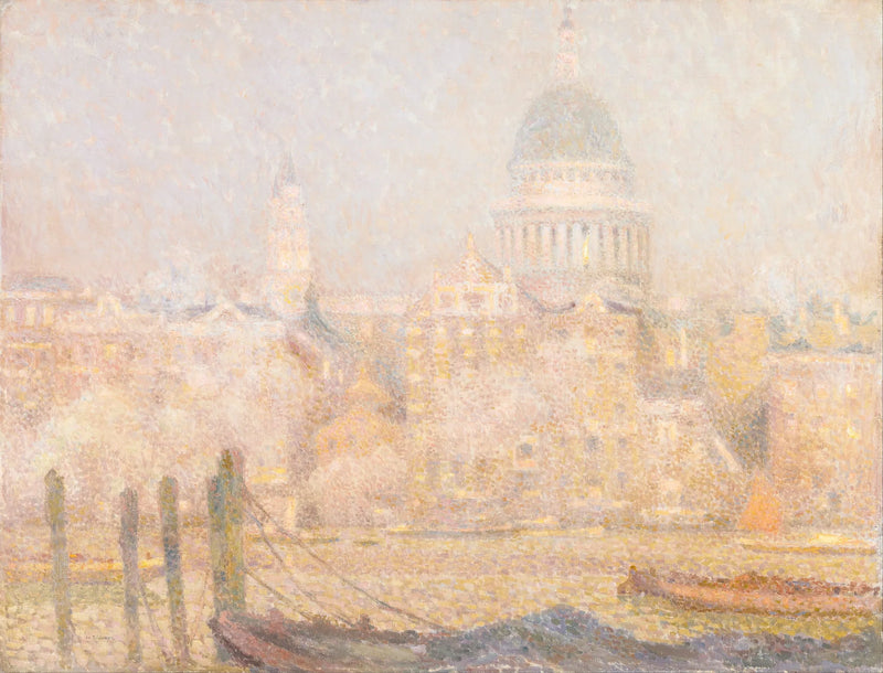Saint-Paul näkymä joelta - Aamuaurinko talvella - Henri Le Sidaner