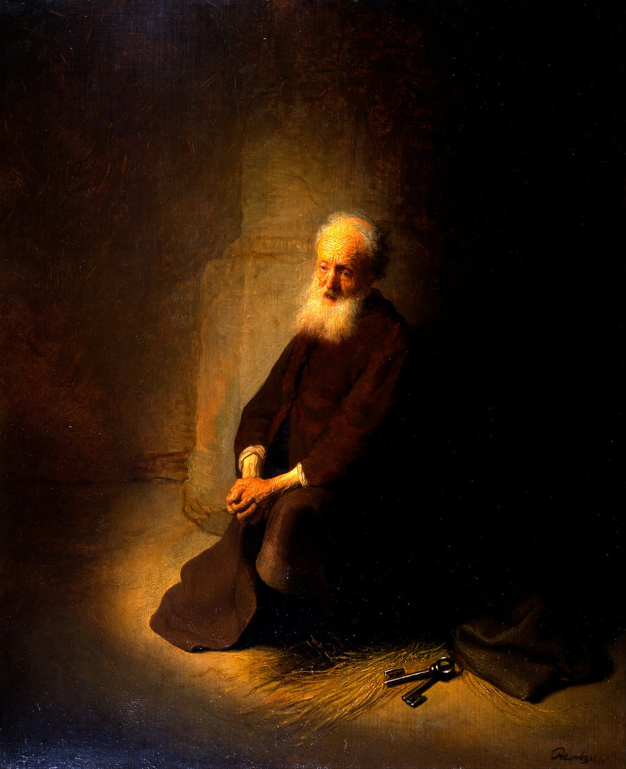 Pyhä Pietari polvillaan. - Rembrandt